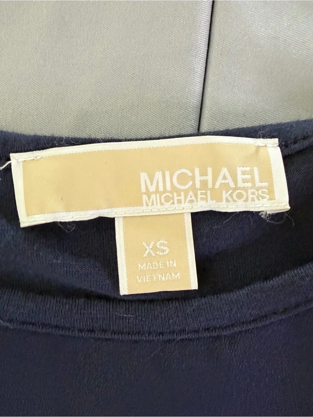 Michael Kors Navy Long-Sleeve Zip-Detail Top